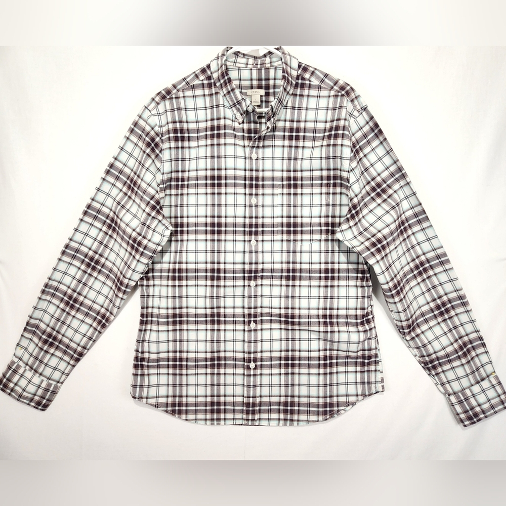 Fossil‎ Men's Plaid Long Sleeve Shirt Brown/White Size L